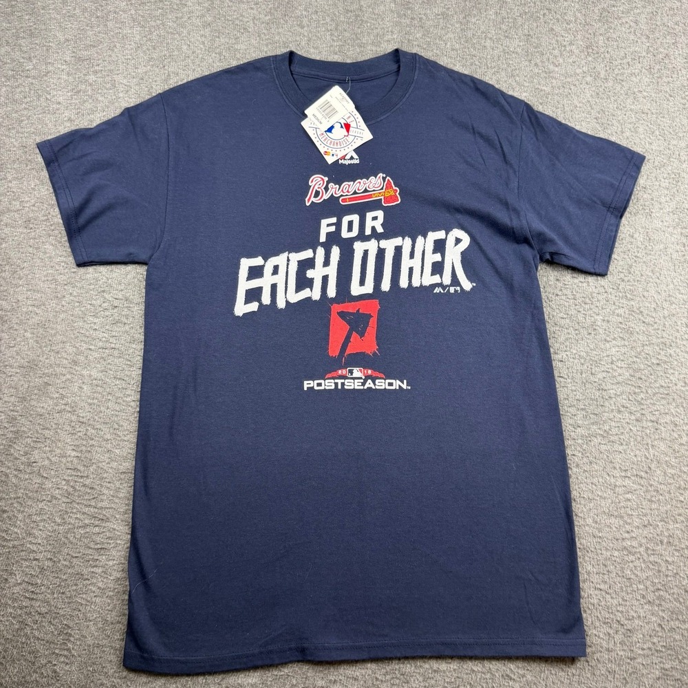 Majestic Atlanta Braves 2018 Postseason Navy Blue T-Shirt Men's‎ Medium NWT MLB